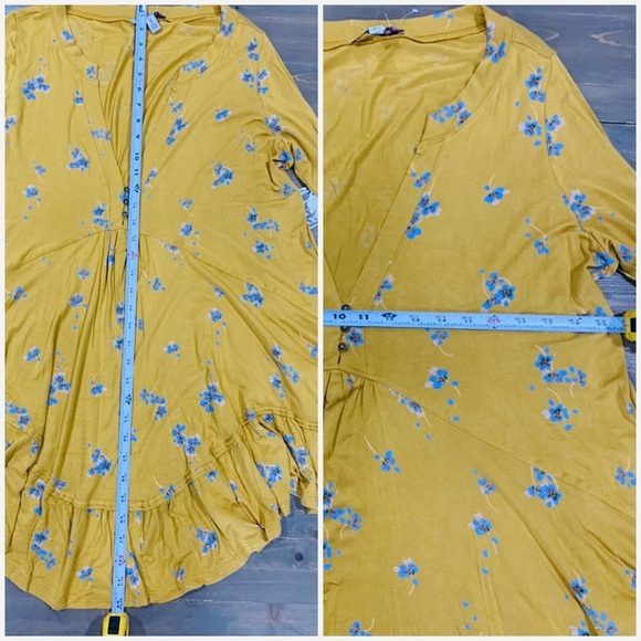 Free people Flowy Printed Tunic Marigold/Blue Floral Boho - Picture 6 of 6